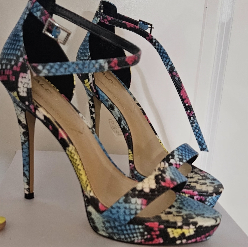 Aldo Multicolor Snake Print Heels